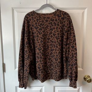 abercrombie & fitch leopard print crewneck sweatshirt